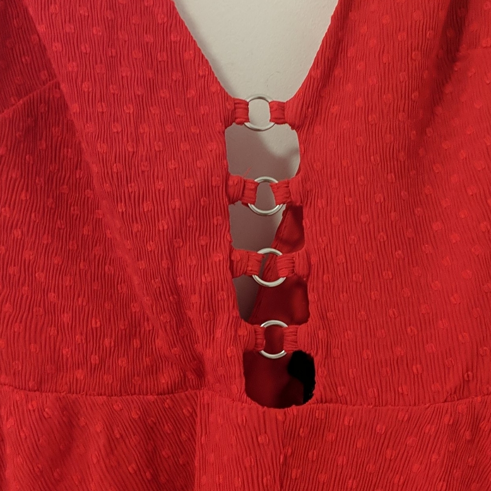 NBD Revolve Red V-neck Romper - Picture 4 of 10